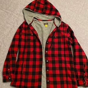 Cabela’s Womens Buffalo Check Button-Up Hooded Jacket